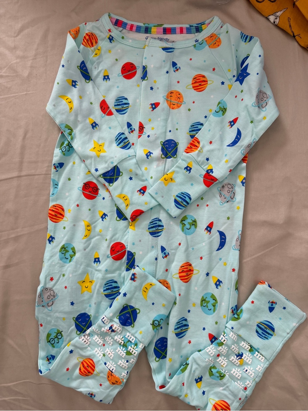 NWOT Magnetic Me blue planets Viscose(Bamboo) convertible footies- 9-12M
